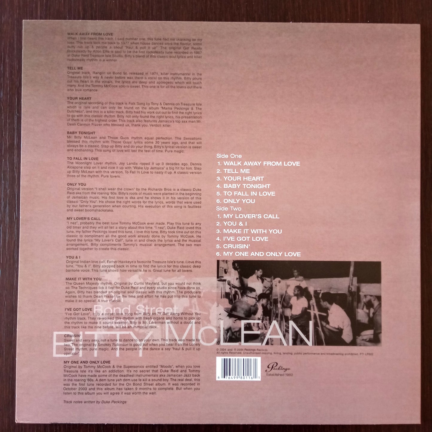 Bitty McLean And The Supersonics – On Bond Street b