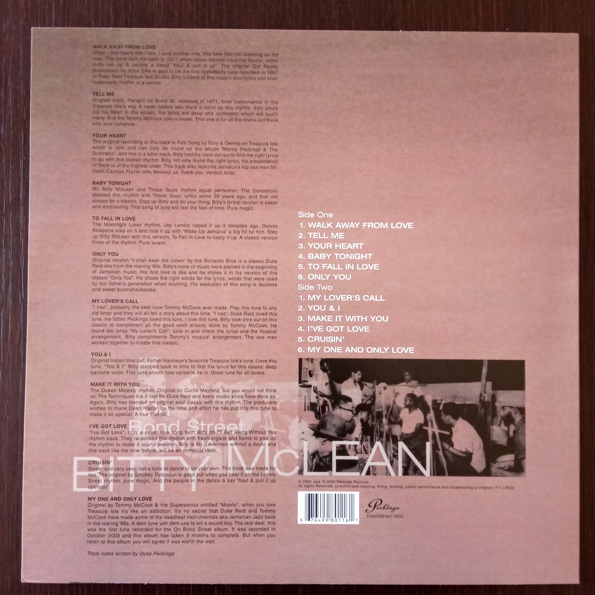 Bitty McLean And The Supersonics – On Bond Street b