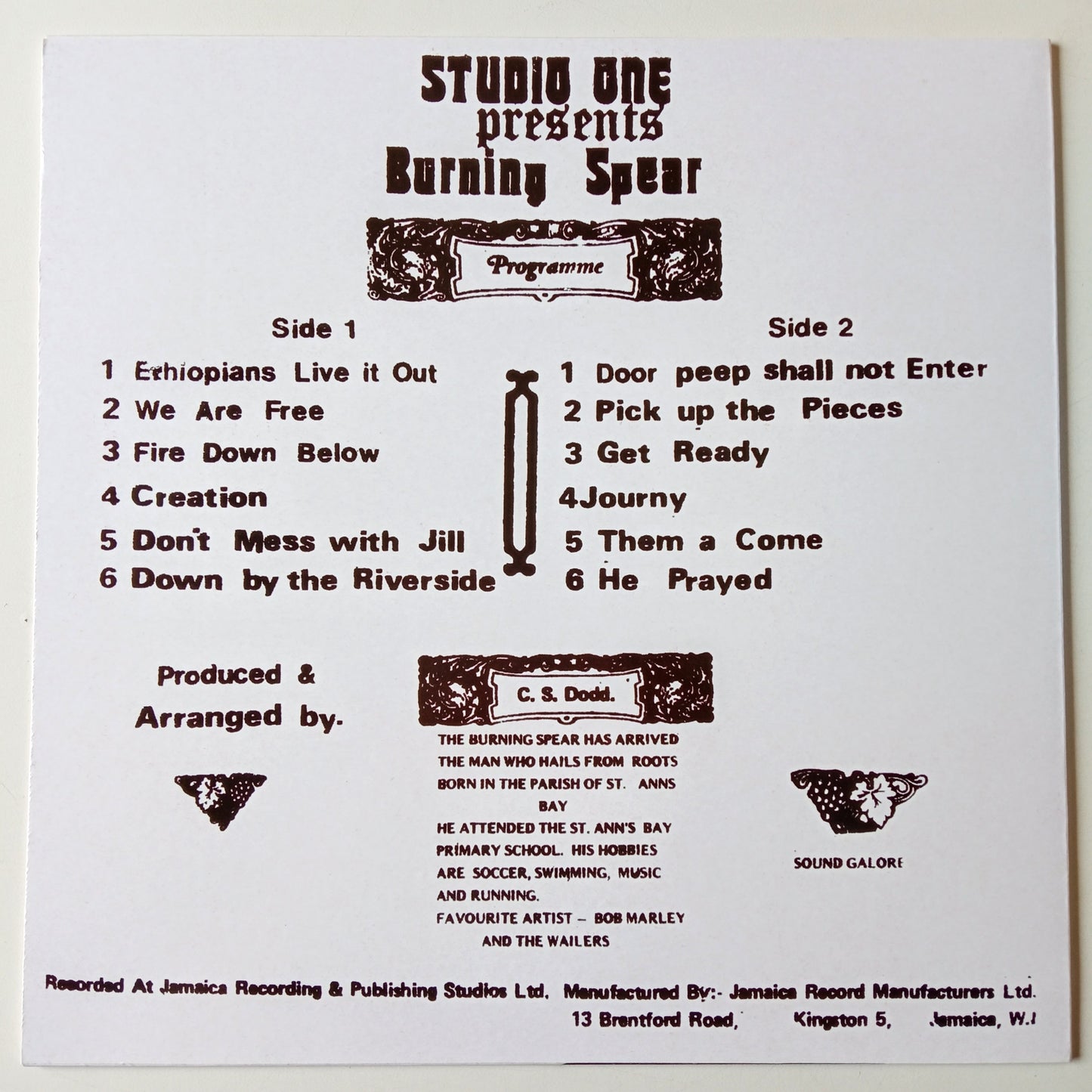 Burning Spear – Studio One Presents Burning Spear b
