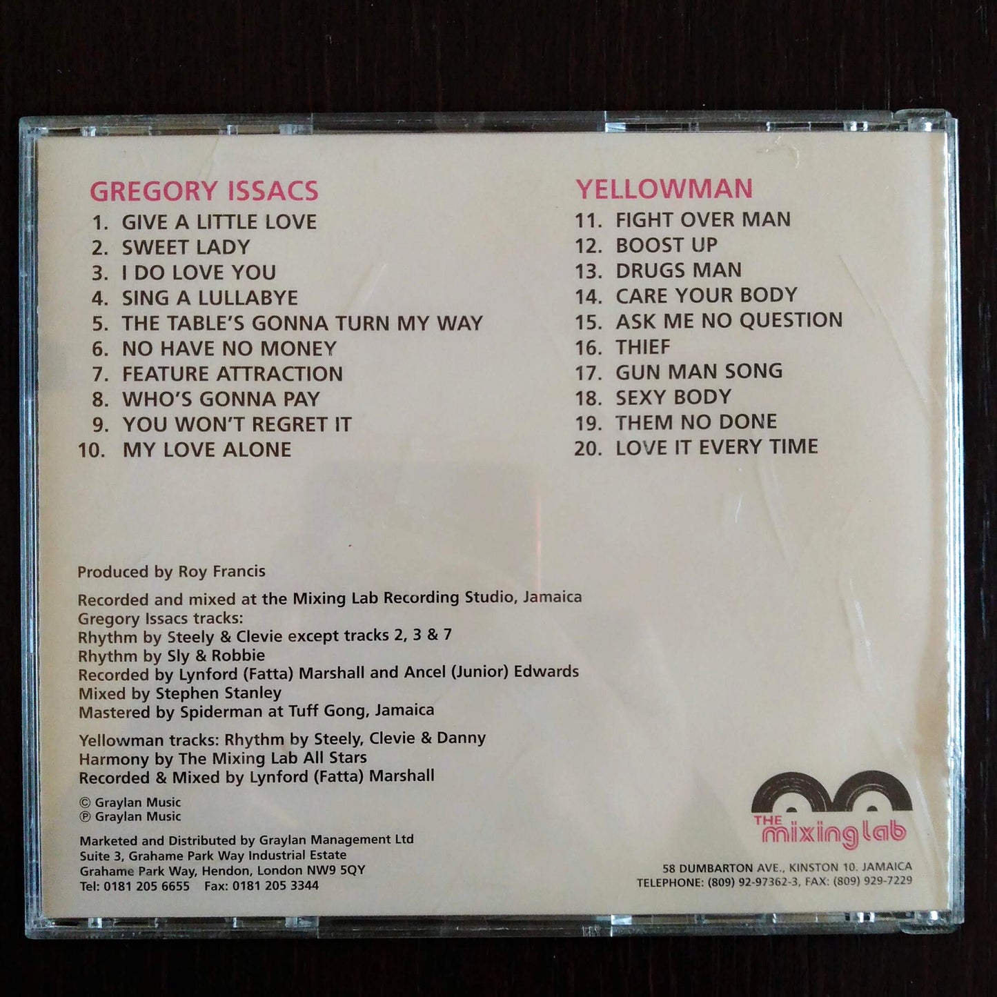 Gregory Isaacs / Yellowman – Gregory Isaacs Meets Yellowman At The Mixing Lab Studio / CD