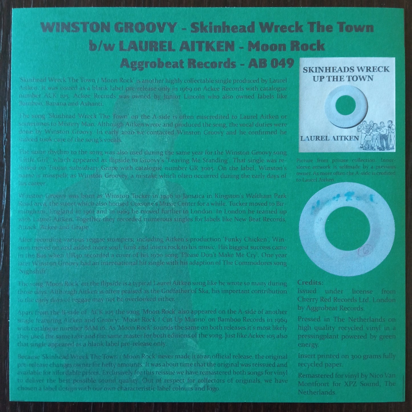 Winston Groovy / Laurel Aitken – Skinhead Wreck The Town / Moon Rock / 7" Vinyl